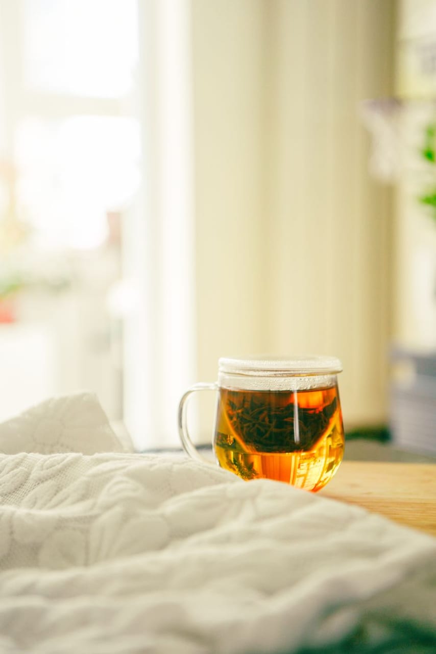 A glass of tea in the morning light