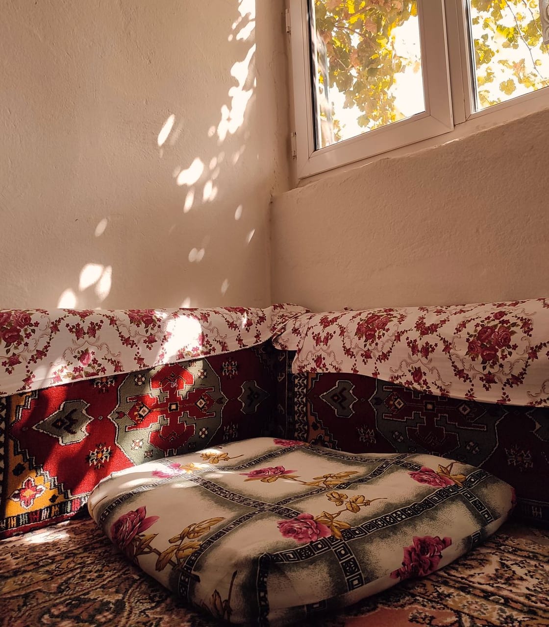 A cozy corner by the window